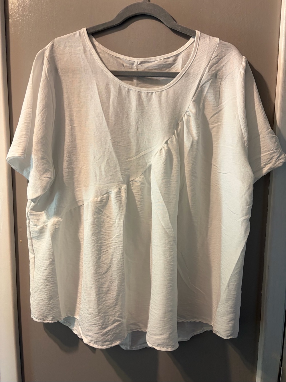 Women’s White Short Sleeve Ruffle Panel shirt